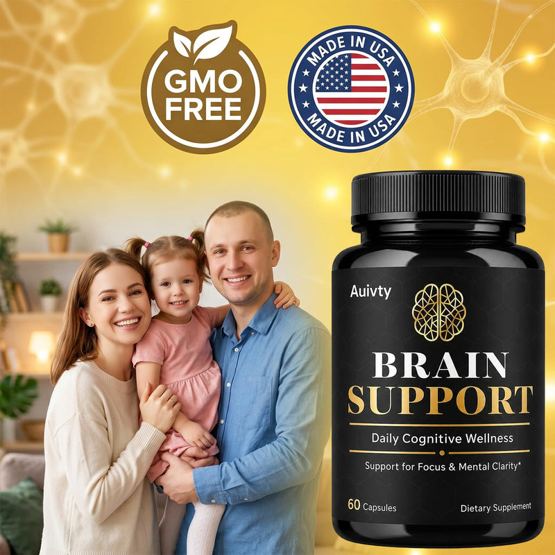 Brain Support Supplement, Herbal & Nutrient Blend for Focus, Mental Clarity & Daily Cognitive Wellness, Brain Health Support Capsules, 60 Count
