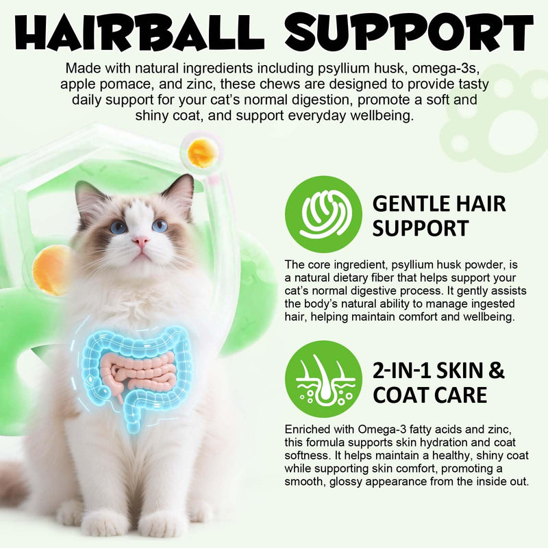 Hairball Control Cat Treats - Cat Hairball Remedy & Relief for Cats - Cat Hairball Control with Psyllium Seed Husk and Vitamins, Promotes Skin & Coat, Digestive, Urinary Health (1 Pack 100g) 1 pack 100g