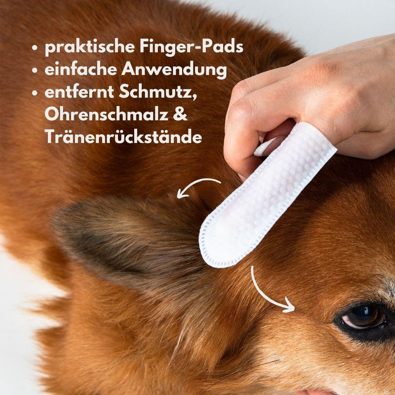 Emmi-pet finger pads for dogs and cats, disposable cleaning finger pads for ears, chin and eyes, cleaning wipes for care and hygiene, 50 pieces - BeesActive Australia