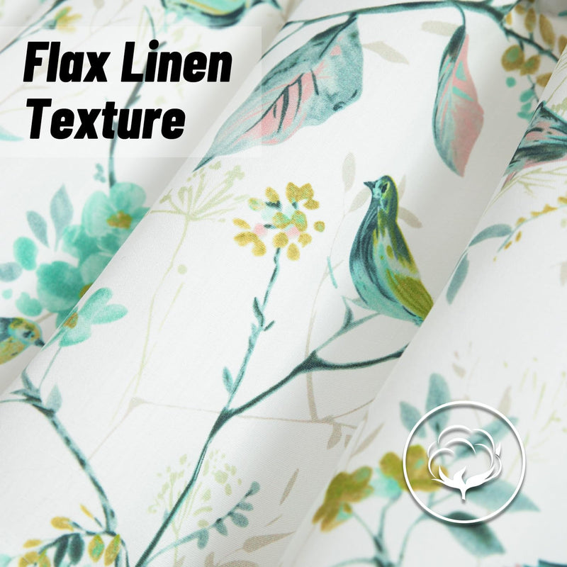 Leeva Birds Vines Printed Curtains Valance for Kitchen Bath Laundry Bedroom Living Room, Rod Pocket Semi-Blackout Valances for Windows, 52 x 18 Inch, Green Birds, One Panel 52"W x 18"L | One Panel - BeesActive Australia