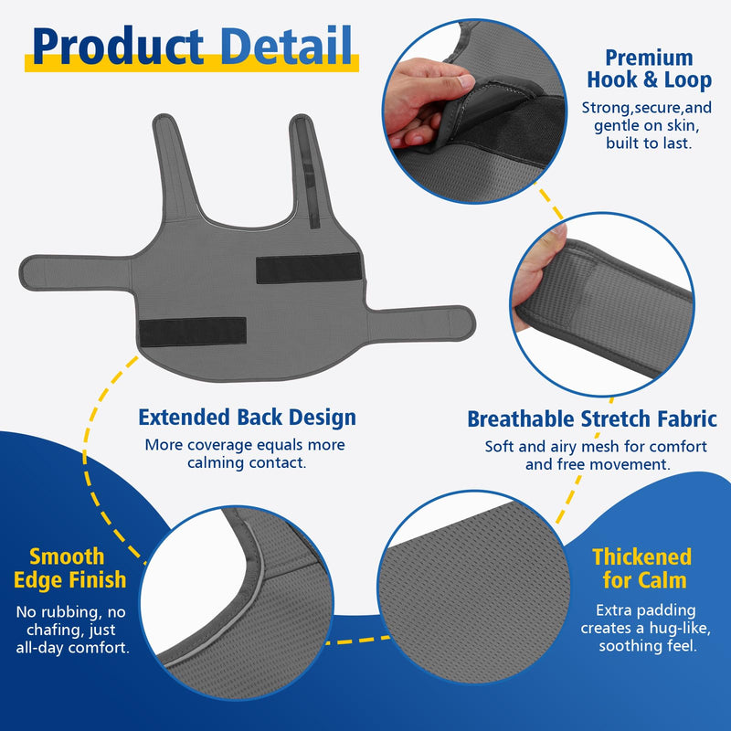 Dog Anxiety Jacket, Calming Jacket – Skin-Friendly Anti-Anxiety Vest for Thunder, Fireworks, Vet Visits and Separation – Helps Keep Dogs Relaxed Without Medicine or Complex Training(Dark Gray,XS)