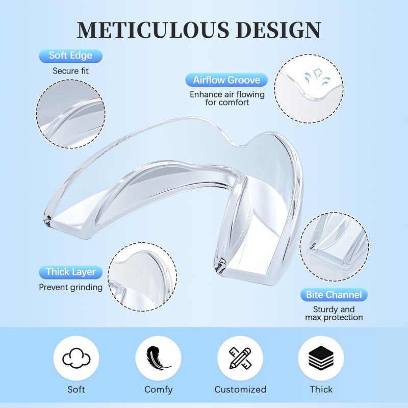 Mouth Guard for Grinding Teeth at Night 6 Pack (One Size), Night Guards for Teeth Grinding, Moldable Bite Guard for Teeth Clenching Nighttime with Mirror - BeesActive Australia