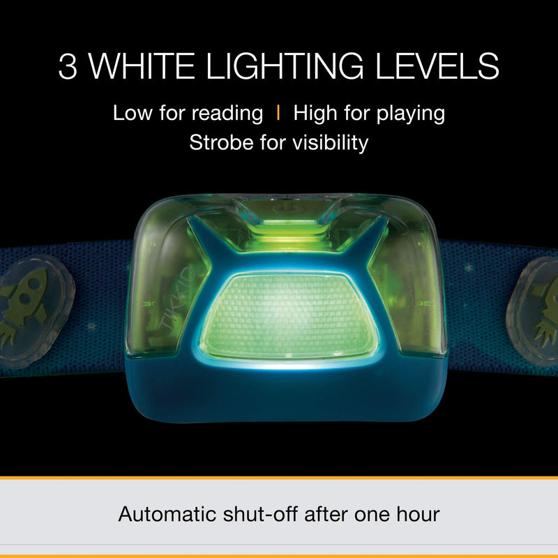 PETZL TIKKID Kids' Headlamp - Compact 20 Lumen Headlamp for Children 3 Years and Older - Blue