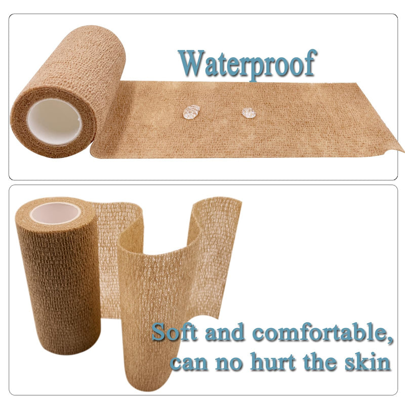 HerMia Self Adhesive Bandage Wrap 3 Rolls 4 Inch Self Adherent Wrap Self Stick Bandages Wrap Stretch Bandage for Wrist Ankle Swelling Sprains 4 In - 3 Rolls - BeesActive Australia