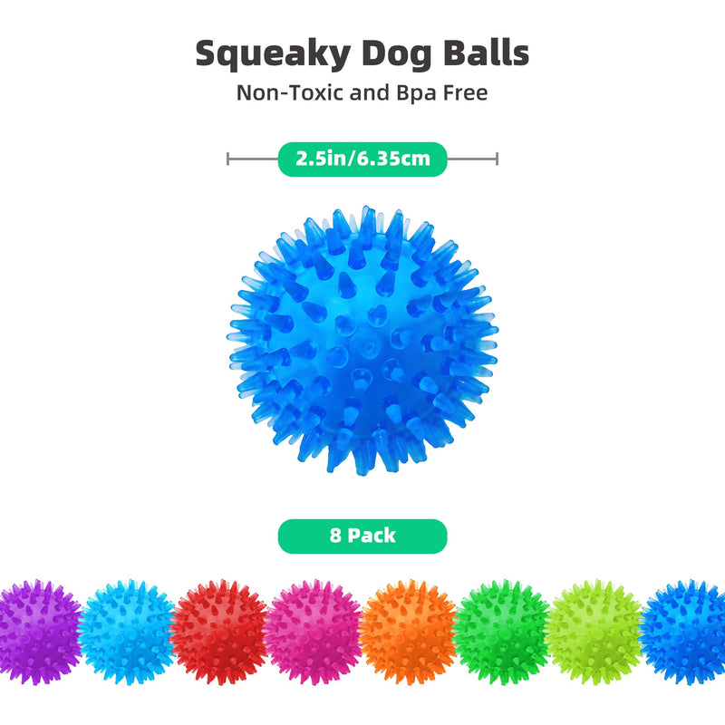 8 Pack 2.5” Squeaky Dog Balls for Small and Medium Dogs, Spiky Balls for Teething Puppies Samll Set of 8 - BeesActive Australia