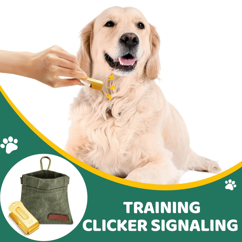 3 Pcs Dog Training Clicker Kit Include 2 Brass Dog Clicker Training Cricket Clicker and Dog Treat Pouch with Clip for Puppy Cats Dog Pet Trainer Pet Owners - BeesActive Australia