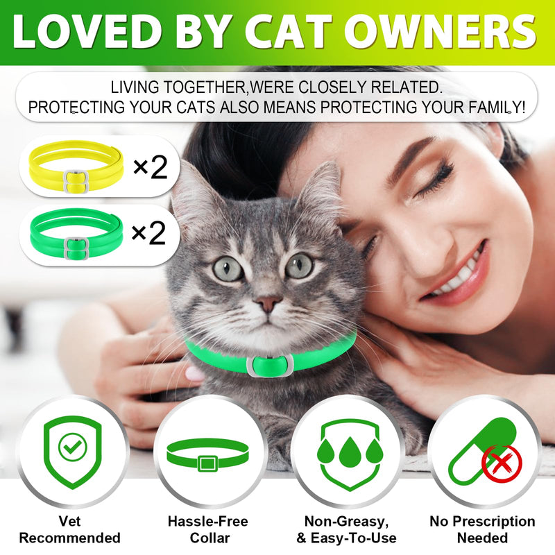 Flea collar cat, 4 pieces, tick collar for cats, anti-flea cat collar, adjustable and waterproof, natural and safe, 48 cm length, 24 months protection, tick flea collar for all cats - BeesActive Australia