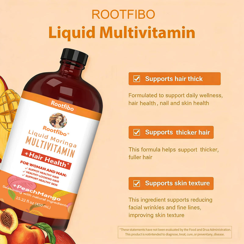 Maaryruth Multivitamin Hair Growth | Biotin 10000mcg | Hair & Skin Support Supplement | Clinically Tested for Thicker Hair & Skin Elasticity | Suitable for Women Ages 18+ | 15.22 Fl Oz