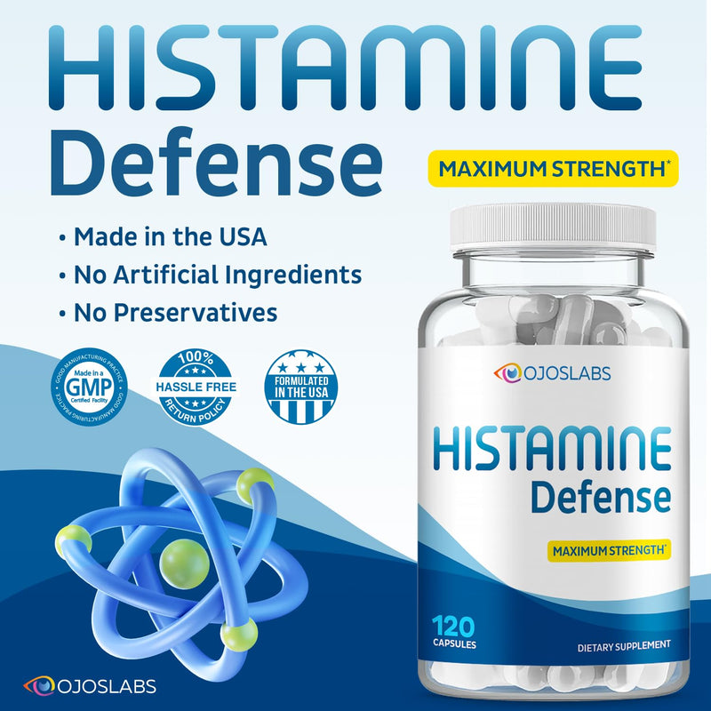 Advanced Histamine Defense - Natural D-Hist Supplement to Block Histamine Intolerance - 120 Capsules