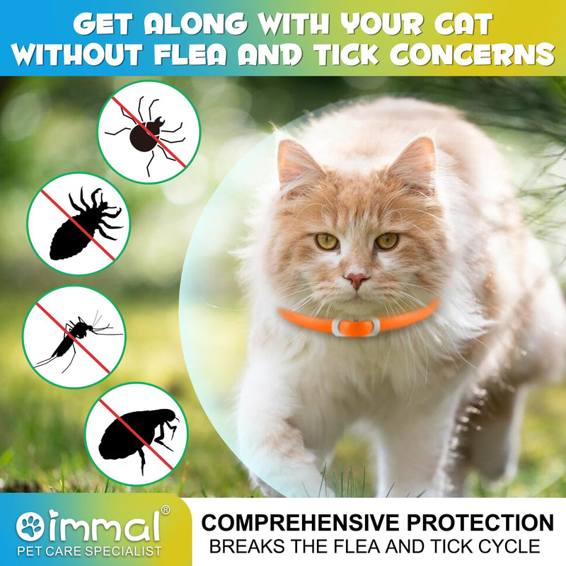 Anti-flea and anti-tick collar for cats, 4 pieces against larvae and eggs - eliminates and kills - protects the animal and the habitat, effective protection for 24 months, adjustable and waterproof