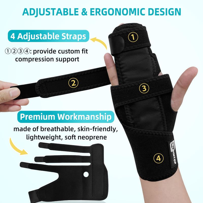 Trigger Finger Splint with Detachable Metal Splint Support for Middle/Index/Ring/Pinky Finger, Finger Brace with Hand Splint relief for Metacarpal Fractures, Arthritis, Contractures - Left Black-Left