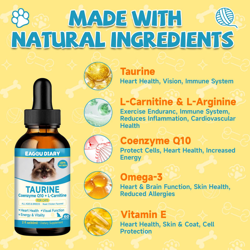 Eagou Diary Taurine for Cat Vitamins Treat + Taurine for Cat