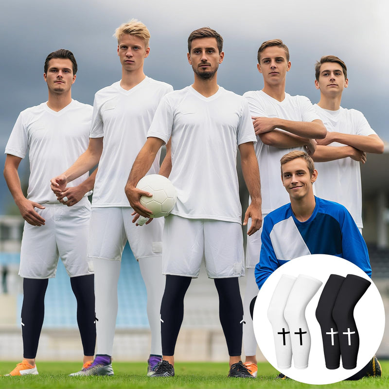 Skylety 2 Pairs Faith Cross Compression Leg Sleeve Religious Jesus Full Length Leg Sleeves for Footall Basketball Cycling Small - BeesActive Australia
