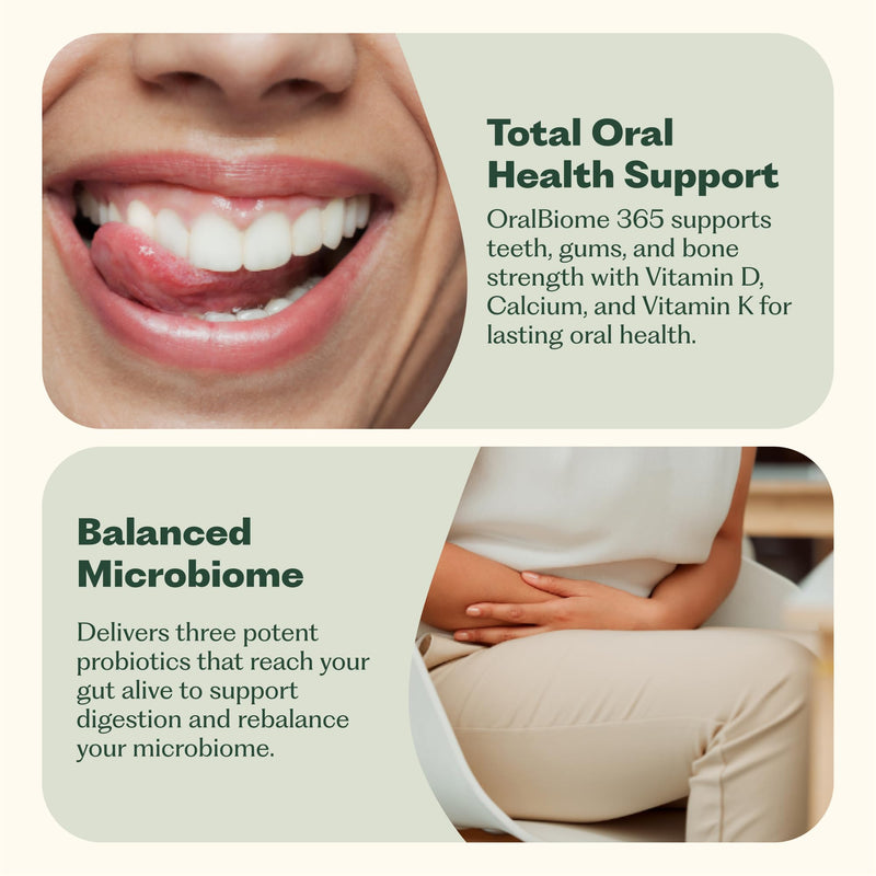OralBiome 365 3-in-1 Chewable Oral Probiotics for Breath, Immune & Gut Health | Supports Teeth & Gums, Boosts Digestion & Immunity | with Zinc & Vitamin C | Vanilla Mint, 90 Servings