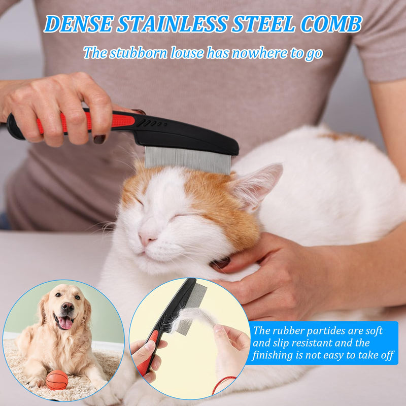 Pack of 2 pet flea combs, 18 cm cat dog lice comb, professional flea comb for cats/dogs, stainless steel dust comb with fine teeth, pet flea removal comb, effective against fleas/nits/dirt/ticks - BeesActive Australia
