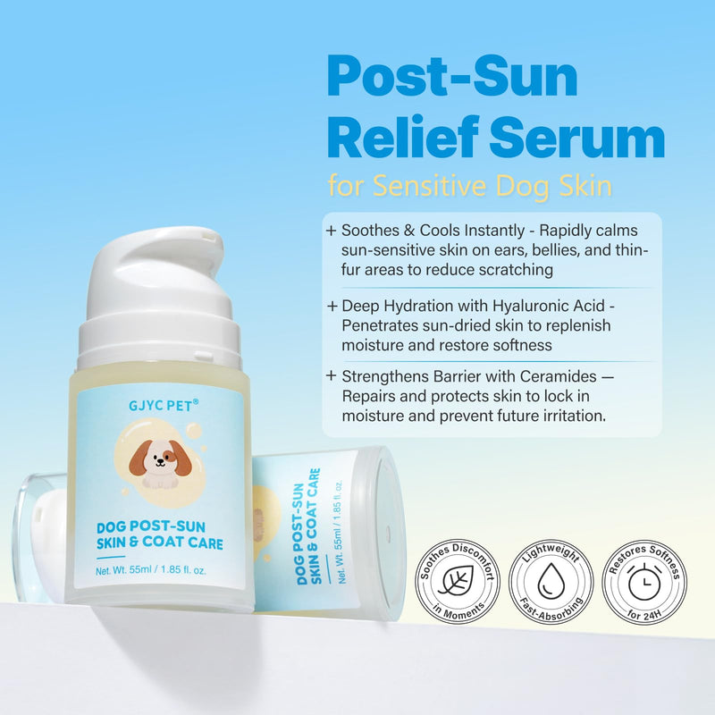 Dog After-Sun Soothing Serum – Hydrating & Calming Skin Repair for Sensitive, Sun-Exposed Areas (1.69 fl oz) | Vet-Inspired Gentle Formula – Alcohol & Fragrance Free