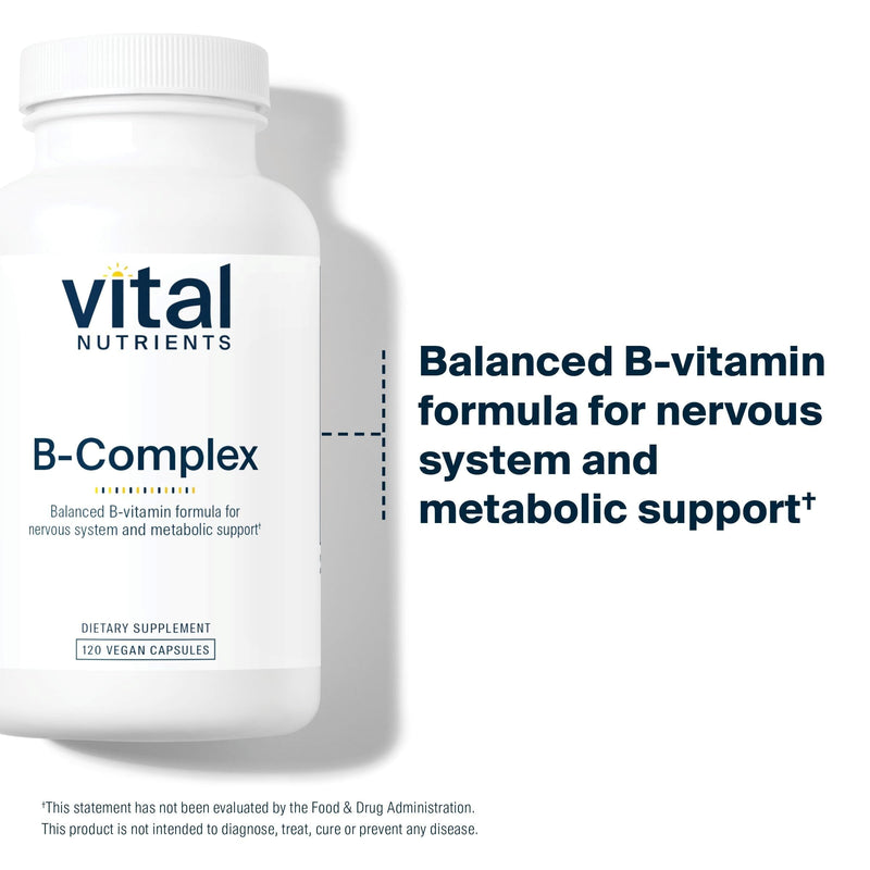 Vital Nutrients Vitamin B-Complex - Vegan High-Potency Methylated B Complex Vitamins - B Vitamins Support Energy Production, Metabolism, and Heart Health* - Gluten, Dairy, Soy Free - 120 Capsules 120 Count (Pack of 1)
