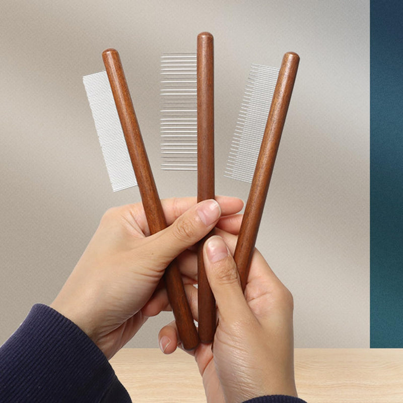 6 Pack Cat Comb, Solid Wood Pet Comb with Rounded and Smooth Ends Stainless Steel Teeth for Cat Dog, Rabbit Hair Comb, Flea Lice Comb for Removes Tangles and Knots - BeesActive Australia