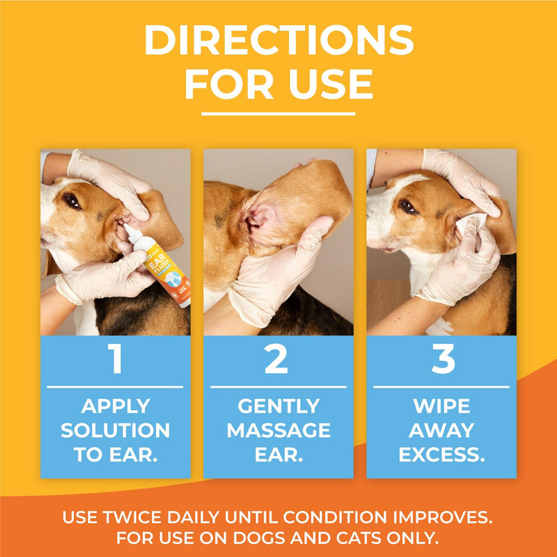 Paw Science Dog Ear Cleaner - Cat & Dog Ear Infection Treatment - Medicated Pet Ear Wash, Flush, and Cleaning Solution for Dogs and Cats - Remedy for Itchy Yeast Relief
