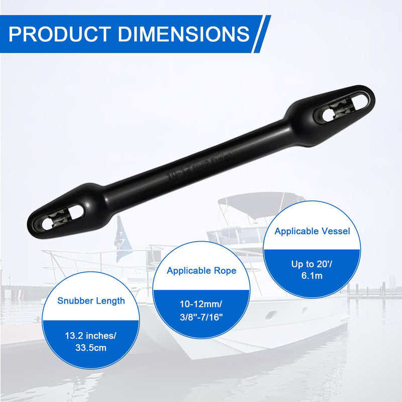 Dock Line EPDM Boat Mooring Snubber (Set of 2 Pack) for 3/8"-7/16" - UV Resistant Shock Absorber to Prevent Line Breakage, Reduce Noise & Protect Boat Cleats 3/8"-7/16"
