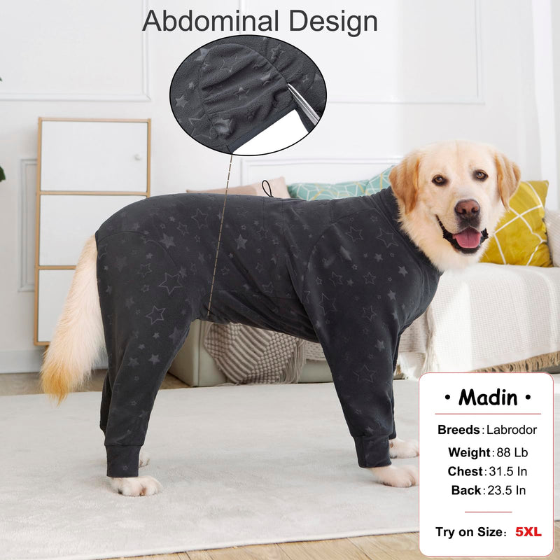 Dog Coats Autumn Winter Jumpsuit for Large Medium Dogs, Warmer Recovery Suit Polar Fleece Dog Bodysuit Lightweight Pajamas Pullover Stretchy Onesie Four-Legged Cold Weather Clothes(3XL, Grey) 3X-Large - BeesActive Australia