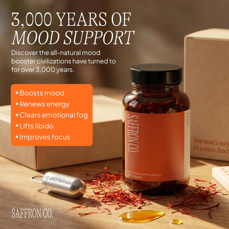 Saffron Supplements, Saffron Extract, Mood & Focus Support, 60 Capsules | Vegan Capsules for Daily Vitality, Wellness & Energy - 30mg Saffron Extract, Magnesium Glycinate, Rhodiola & Vitamin B6