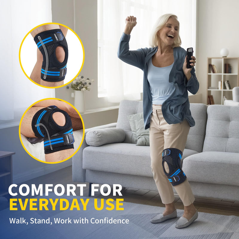 CAMBIVO Knee Brace for Knee Pain with Side Stabilizers for Women and men, Compression Knee Support with Patella Gel Pads, Relief Meniscus Tear, ACL, MCL, Arthritis -Relief Restore Series (Medium) Medium