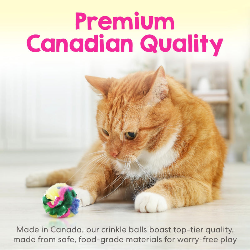 Cat Crinkle Balls 1.5 Inch (4-Pack) - Mini Crinkle Cat Toys for Indoor Cats - Multi-Color Crinkle Cat Toy - Cat Toys Crinkle Balls to Keep Fit and Active - Canadian-Made Crinkle Balls for Cats 4 Pack - BeesActive Australia