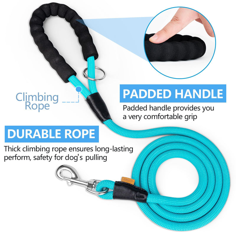 Dog Leash, Braided Rope Traction – Walking Training Lead for Medium/Large Dogs ((1/2") - 6FT, Light Blue) (1/2") - 6FT - BeesActive Australia