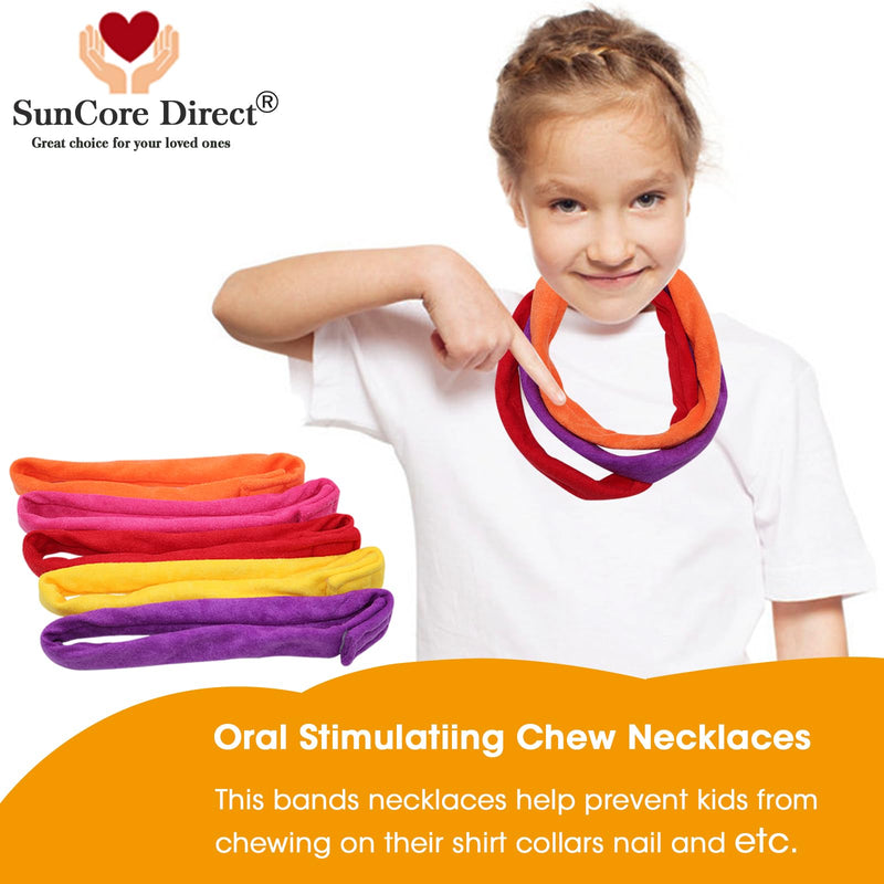 Chew Necklace for Sensory Kids, 8 Pack Terry Cloth Teething Chewy Necklaces for Boys Girls to Chewing, Absorbent Fabric Bands Sensory Products for Chewers with Autism, ADHD, SPD, fidgeting, Anxiety Rainbow - BeesActive Australia