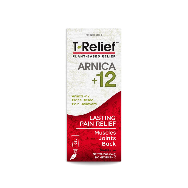 T-Relief Arnica +12 Gel Natural Actives for Back Joint Soreness Muscle Aches & Stiffness Whole Body Fast Acting Homeopathic Rub for Women & Men - 2 oz - BeesActive Australia