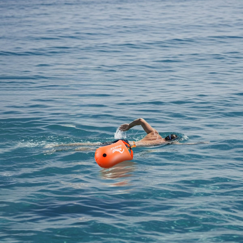 Swim Buoy for Open Water - Swim Safety Float Waterproof Dry Bag Swim Bubble for Swimmers and Triathletes, Swimming Buoy for Safer Swim Training, Snorkeling, Kayaking Orange