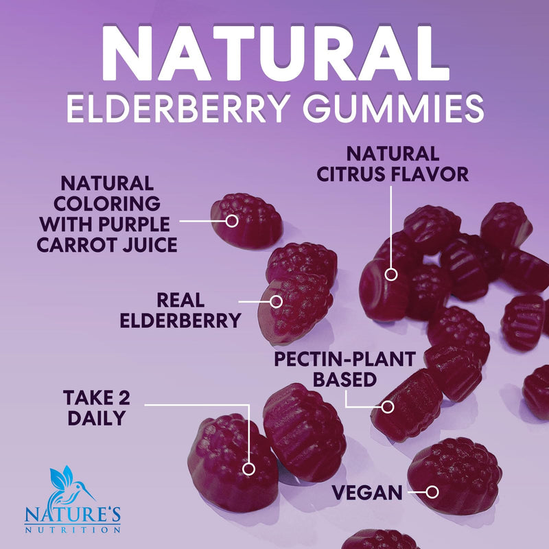 Elderberry Immune Support Gummies - 3X Strength Black Elderberry Gummy with Vitamin C, D3 and Zinc for Kids & Adults - Immune Health Support Supplement Gummy, Black Elder Berry Vitamins - 60 Gummies 60 Count (Pack of 1)