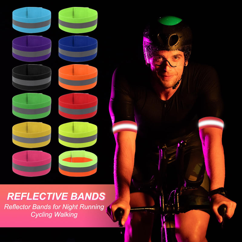 PATIKIL Reflective Bands for Wrist/Arm/Ankle/Leg, High Visibility Reflector Bands, Safety Reflector Tape Straps for Night Running Walking Black