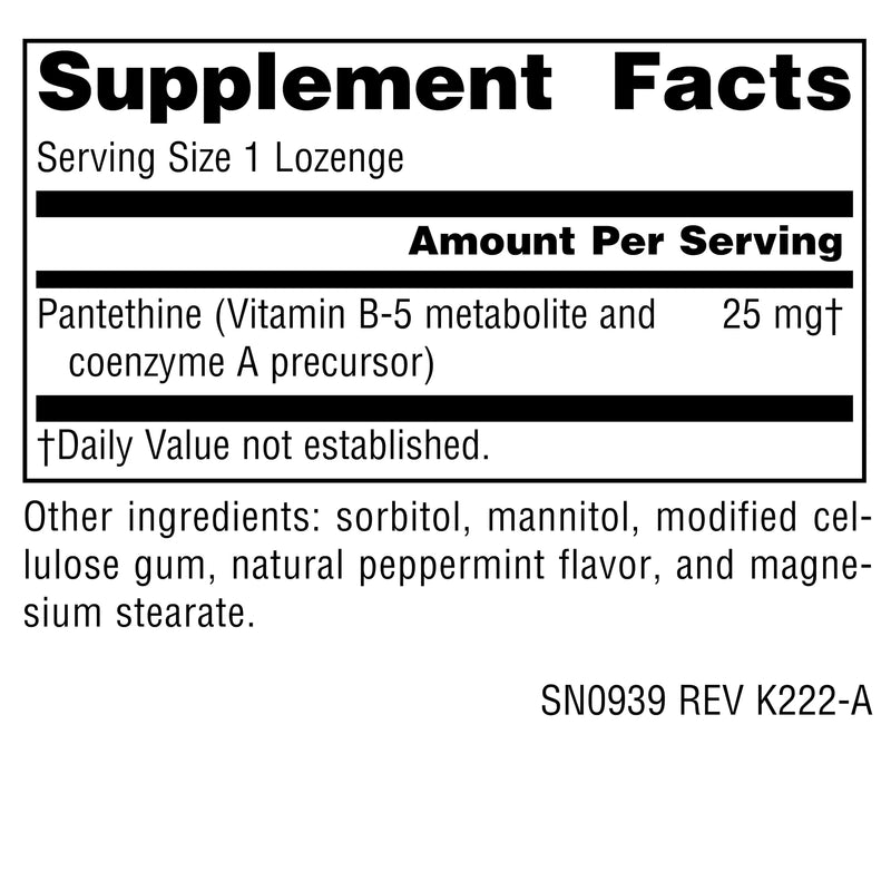 Source Naturals Pantethine B-5 Coenzyme Precursor, 25 mg - 60 Lozenges 1 60 Count (Pack of 1)