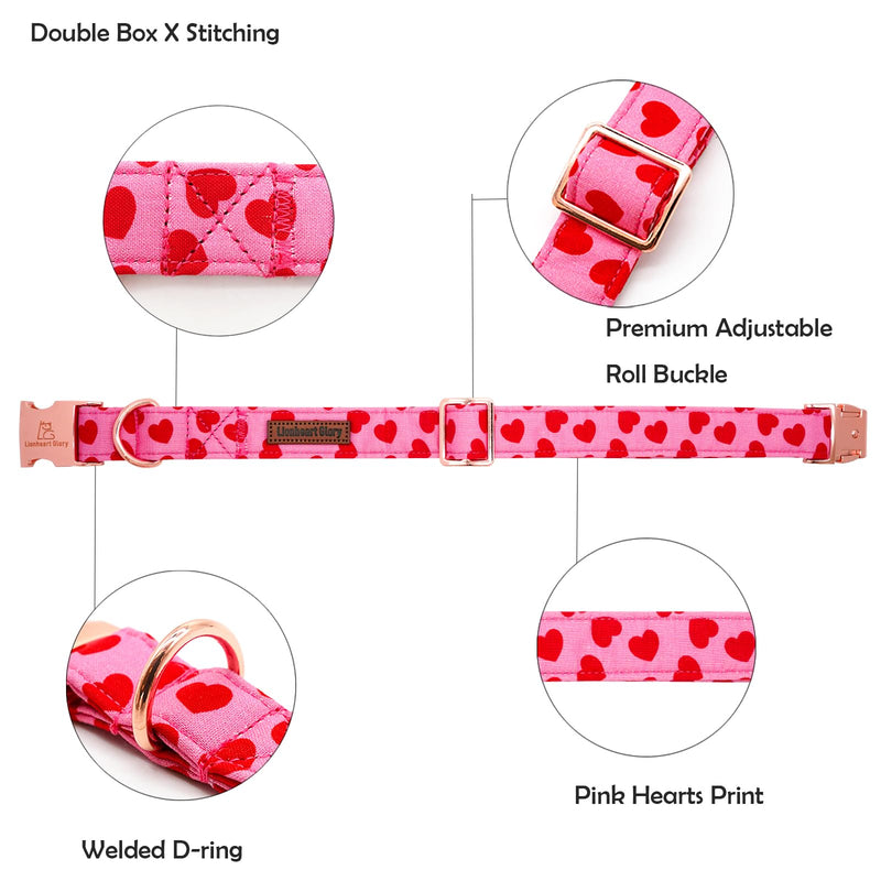 Lionheart glory Valentine's Day Collar, Red Hearts Dog Collars for Medium Cute Dog Collars Spring Female Pet Gift Adjustable Heavy-Duty Dog Collar Holiday Medium (Pack of 1） - BeesActive Australia