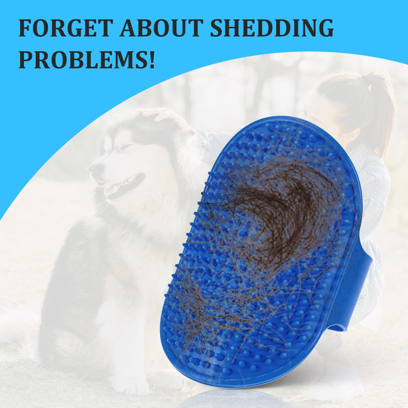 2pcs Curry Brush for Dogs,Rubber Curry Brush Dog,Bath Brush Scrubber with Adjustable Ring Handle for Short Long Haired Dogs & Cats,Grooming Soothing Massage Shedding Brush Dog Hair 2 Color blue & green - BeesActive Australia