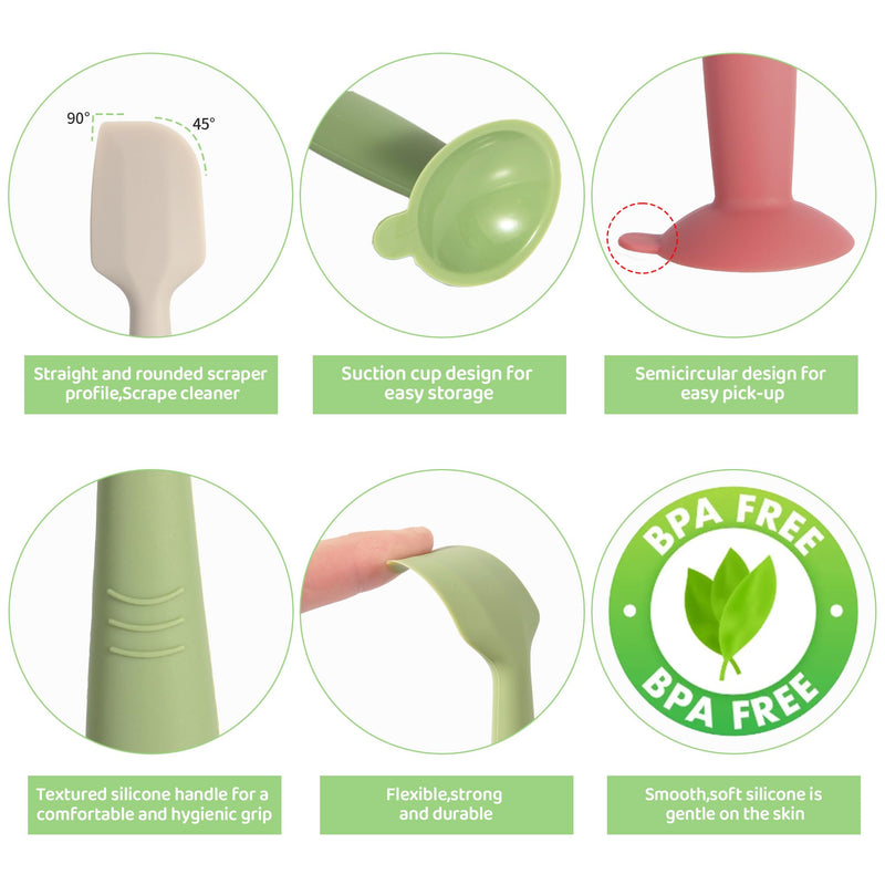 Baby Diaper Cream Spatula 3 Pack Diaper Spatulas Soft Silicone Diaper Cream Applicator Baby Butt Paste Spatula Brush with Suction Base,Full Size(Gray+Off-white+Green Gray+Off-white+Green - BeesActive Australia