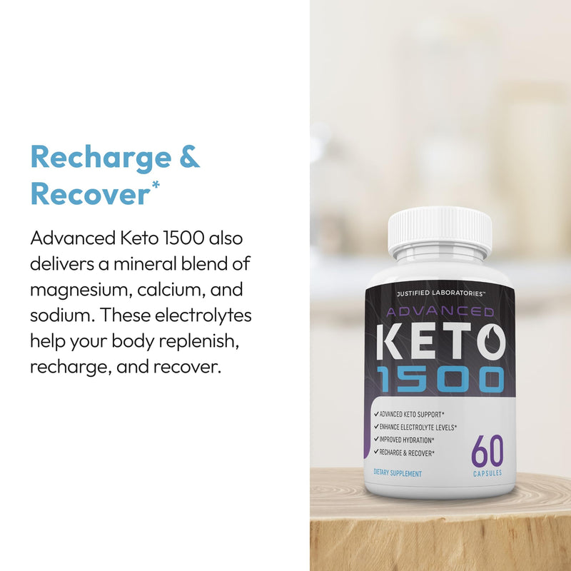 Justified Laboratories Advanced Keto 1500 - Ketogenic Support from Apple Cider Vinegar, Green Tea Leaf, Vitamin C, Vitamin D3 & Extra Virgin Olive Oil - 60 Capsules, Pack of 3 (90 Servings) 60 Count (Pack of 3)