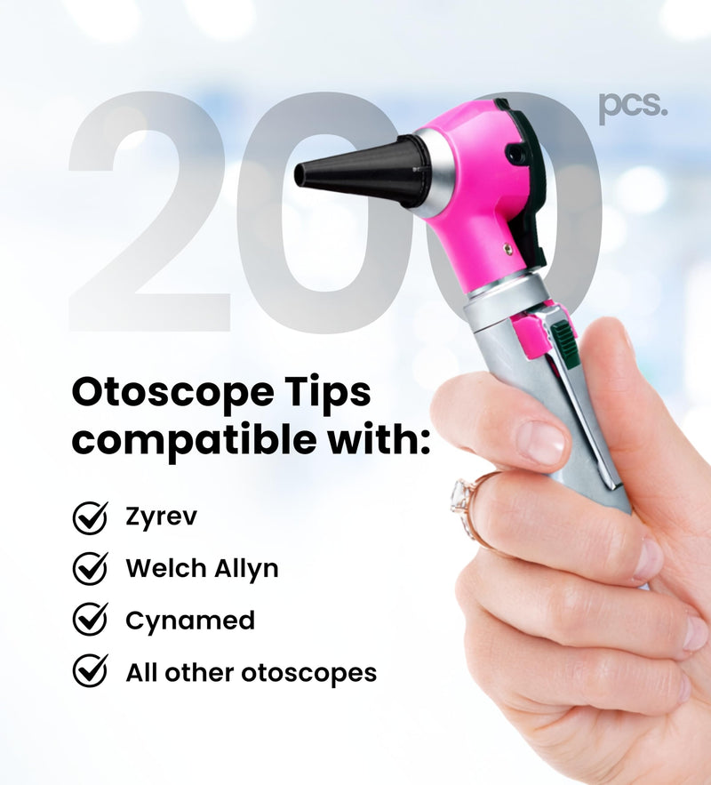 Zyrev ZetaLife Otoscope Tips (Pack of 200) - Plastic Otoscope Specula Tips, Disposable Ear Specula - 2.5/4mm Disposable Covers - BeesActive Australia
