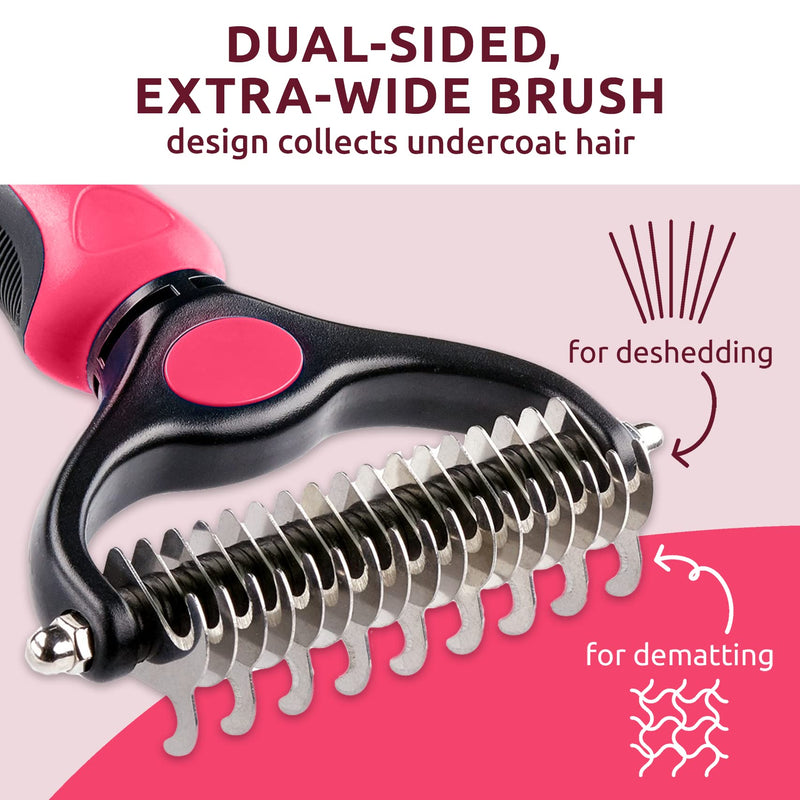 Pat Your Pet Deshedding Brush - Double-Sided Undercoat Rake for Dogs & Cats - Shedding Comb and Dematting Tool for Grooming, Extra Wide - BeesActive Australia