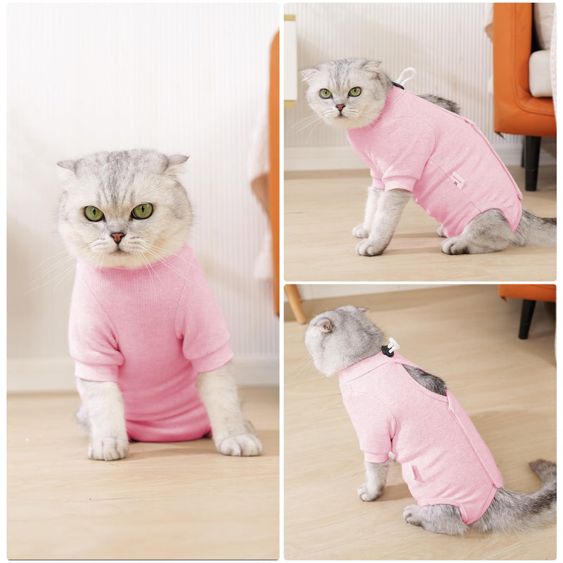 Dotoner cat bodysuit after surgery cat bodysuit for cats surgery cat clothing neck collar alternatives for cats dogs cat suit after surgery anti-leak suit cat pajamas M pink - BeesActive Australia