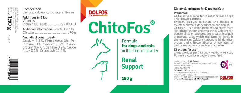 ChitoFos 150g Powder Renal Support Chitosan for Cats and Dogs