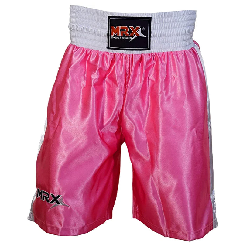 Men Boxing Shorts for Boxing Training Fitness Gym Cage Fight MMA Mauy Thai Kickboxing Trunks Clothing Medium Pink/White