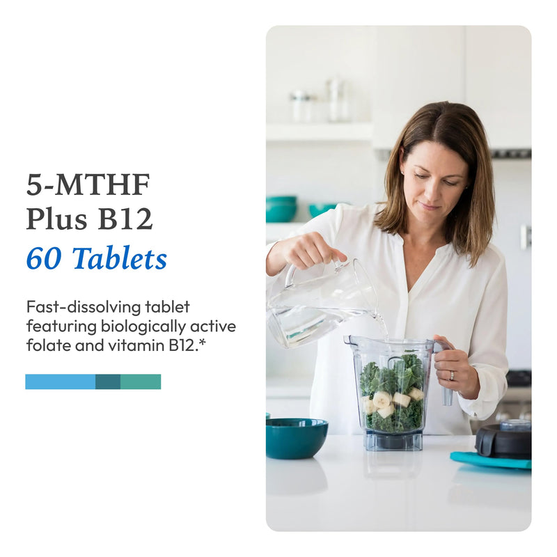 XYMOGEN 5-MTHF Plus B12, Cherry Flavor, 60 Quick-Dissolve Tablets | Biologically Active Folate and Methyl B12 Supplement, for Methylation and Nervous System Support,* Gluten-Free 60 Count (Pack of 1)