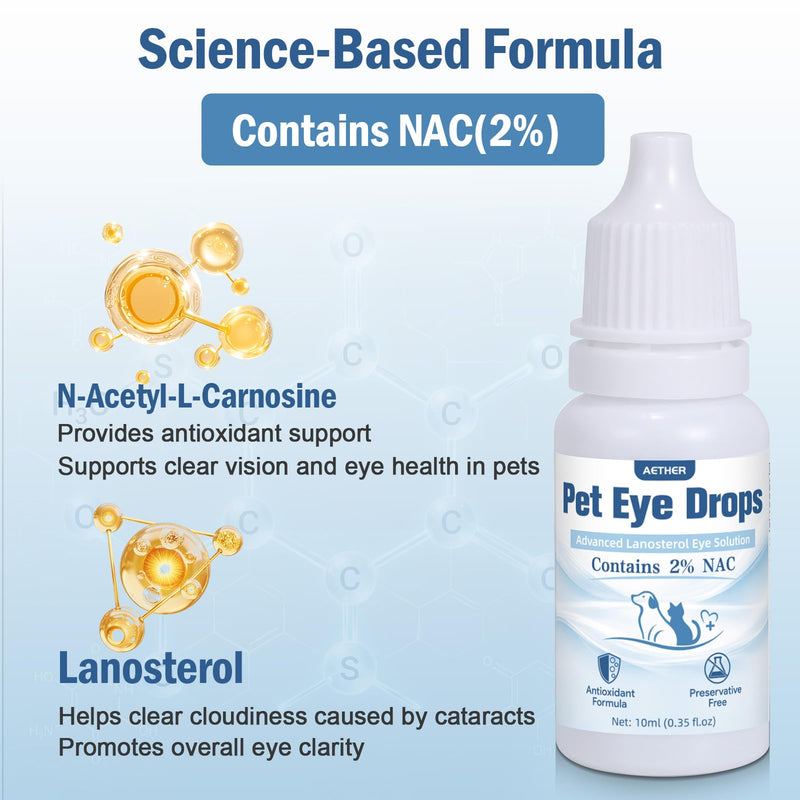 AETHER Cataract Eye Drops for Dogs – Improve Vision Clarity & Comfort, Preservative-Free, Natural Formula for Dogs