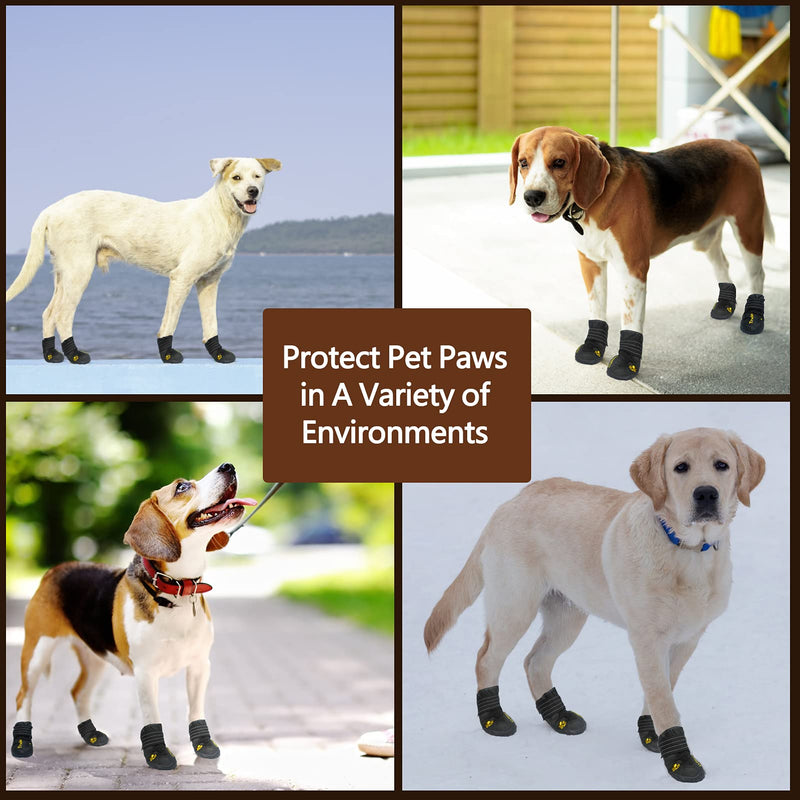Expawlorer Anti-Slip Dog Shoes Waterproof & Stain Resistant Dog Booties with Reflective Straps for Outdoor Hiking, Black, Size 8: 3.19"x3.03" (L*W) (Pack of 4) Size 8: 3.19"x3.03" (L*W) (Pack of 4) - BeesActive Australia