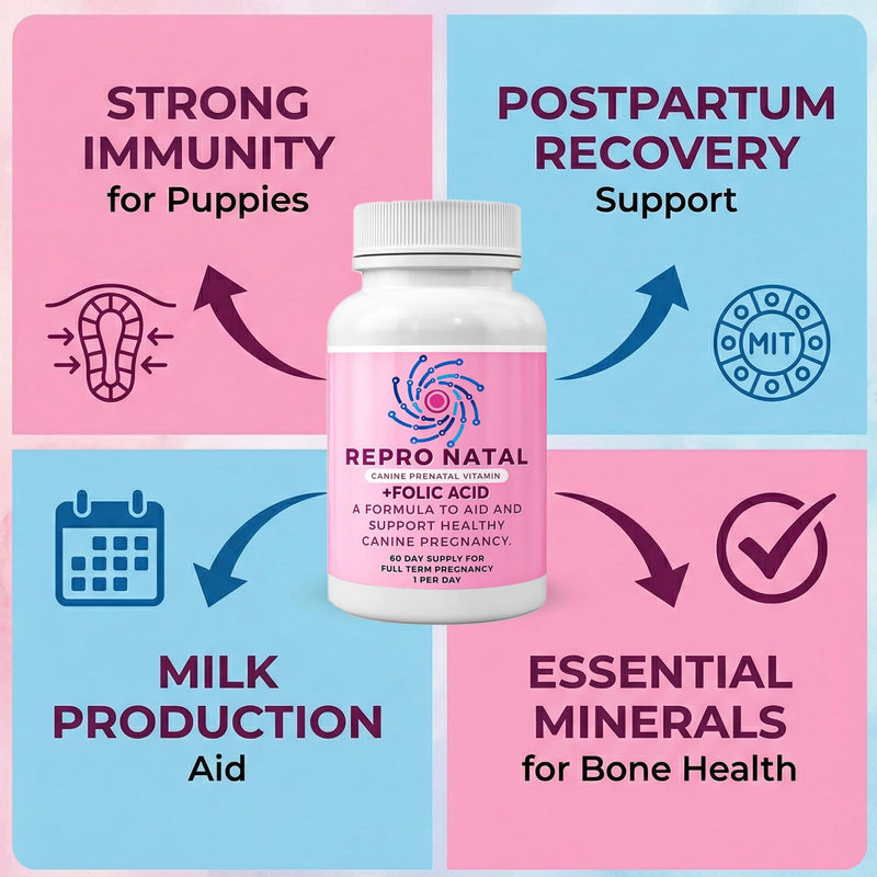 Prenatal Multi-Vitamin Capsules - 60-Day Supply to Aid Full-Term Pregnancies and Promote Optimal Health for Expecting Dogs - ReproNatal™ Dog Supplement Prenatal (Female Dog)