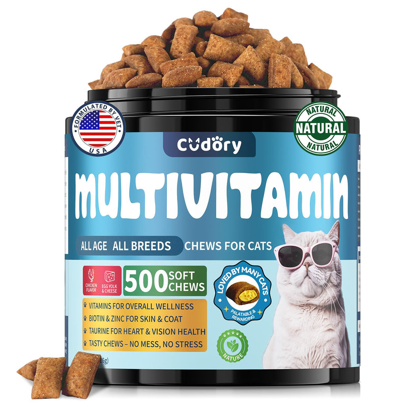 Natural Skin and Coat Support for Cats Cat Multivitamin, Crunchy & Creamy Cheese Chew