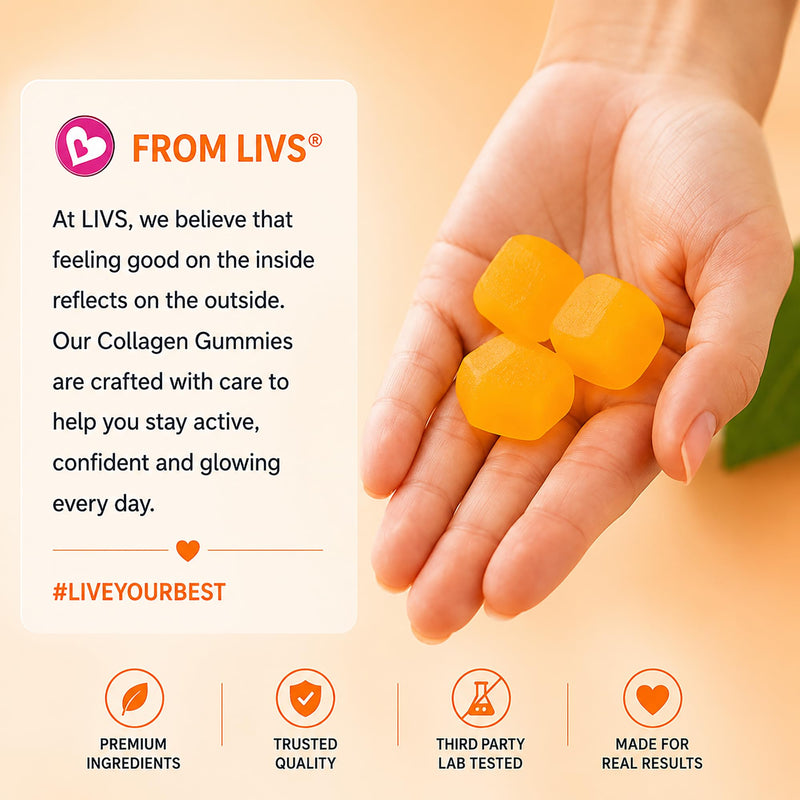 LIVS Collagen Gummies – Supports Skin, Hair, Nails & Joint Health | Hydrolyzed Collagen Supplement for Women & Men | Natural Orange Flavor | Gluten Free & Non-GMO | 120 Gummies/60 Servings 60 Count (Pack of 2)